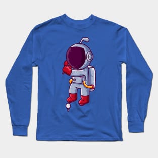 Cute Astronaut Playing Golf Cartoon Long Sleeve T-Shirt